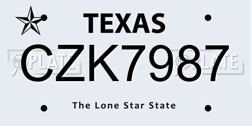 CZK7987 Texas License Plate