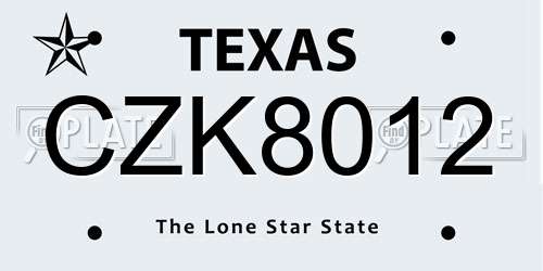 CZK8012 Texas License Plate