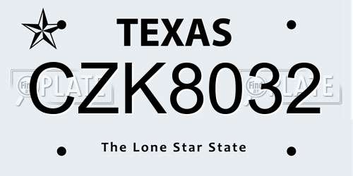 CZK8032 Texas License Plate