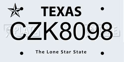 CZK8098 Texas License Plate