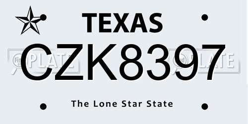 CZK8397 Texas License Plate