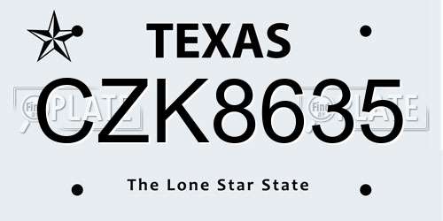 CZK8635 Texas License Plate
