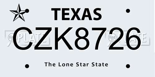 CZK8726 Texas License Plate