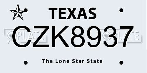 CZK8937 Texas License Plate