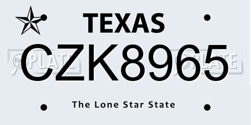 CZK8965 Texas License Plate
