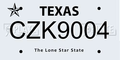 CZK9004 Texas License Plate