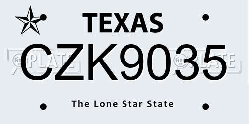 CZK9035 Texas License Plate