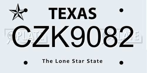 CZK9082 Texas License Plate