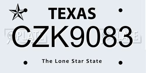 CZK9083 Texas License Plate