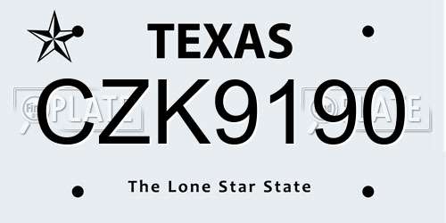 CZK9190 Texas License Plate