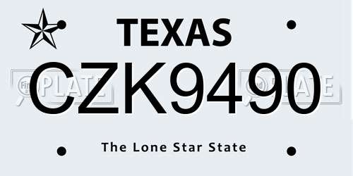 CZK9490 Texas License Plate