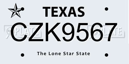 CZK9567 Texas License Plate