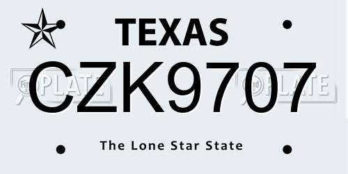 CZK9707 Texas License Plate
