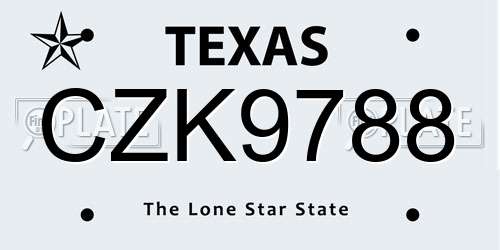 CZK9788 Texas License Plate