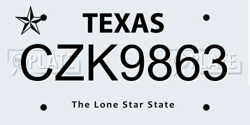 CZK9863 Texas License Plate