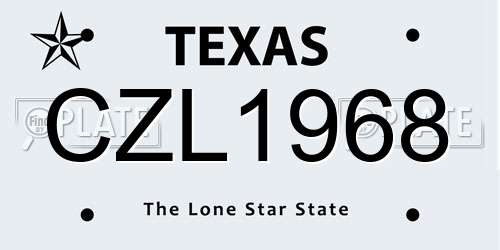 CZL1968 Texas License Plate