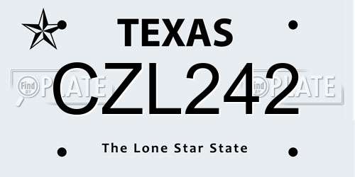 CZL242 Texas License Plate