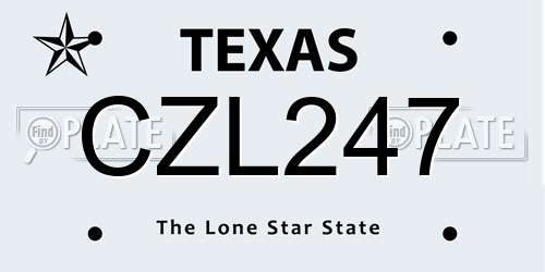 CZL247 Texas License Plate