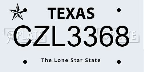 CZL3368 Texas License Plate