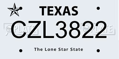 CZL3822 Texas License Plate