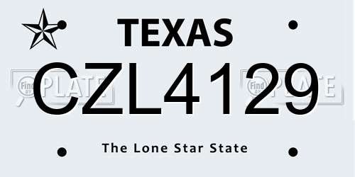 CZL4129 Texas License Plate