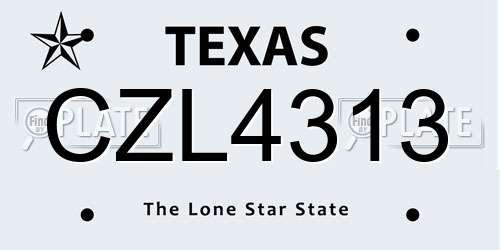 CZL4313 Texas License Plate