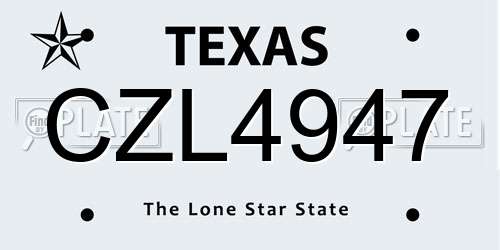 CZL4947 Texas License Plate