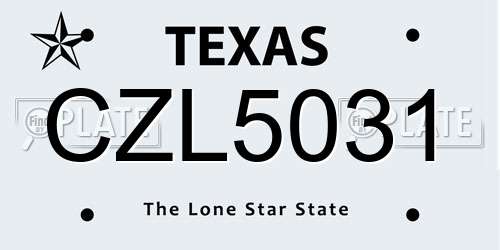CZL5031 Texas License Plate