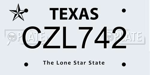 CZL742 Texas License Plate