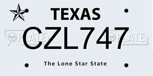 CZL747 Texas License Plate