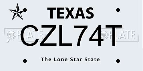CZL74T Texas License Plate