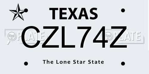 CZL74Z Texas License Plate