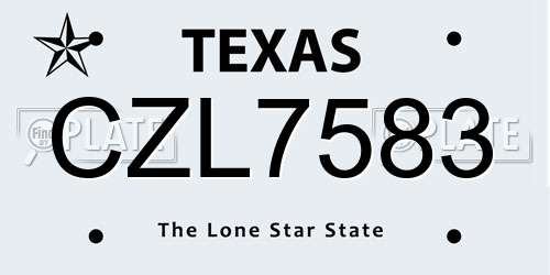 CZL7583 Texas License Plate
