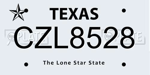 CZL8528 Texas License Plate