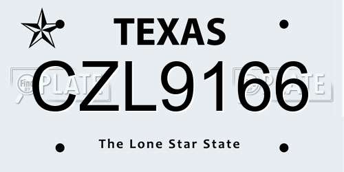 CZL9166 Texas License Plate