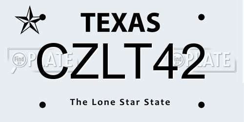 CZLT42 Texas License Plate