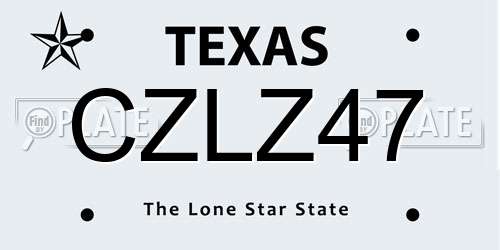CZLZ47 Texas License Plate