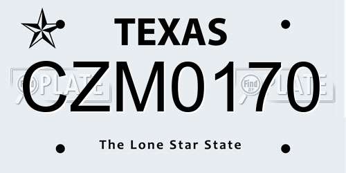 CZM0170 Texas License Plate