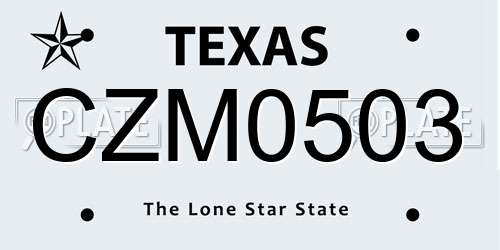 CZM0503 Texas License Plate