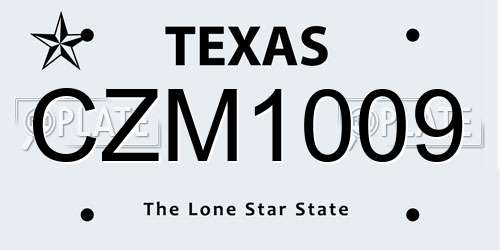 CZM1009 Texas License Plate
