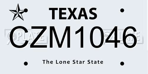 CZM1046 Texas License Plate