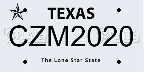 CZM2020 Texas License Plate
