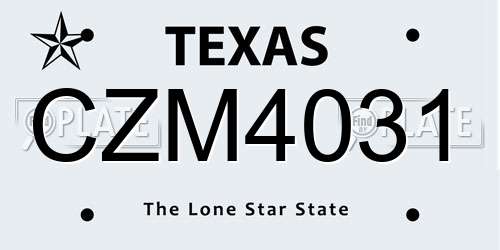 CZM4031 Texas License Plate