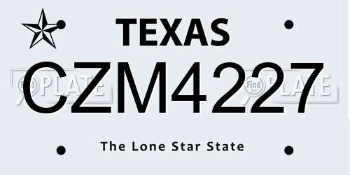 CZM4227 Texas License Plate