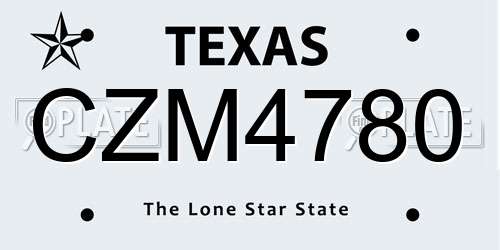 CZM4780 Texas License Plate