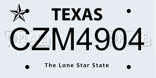 CZM4904 Texas License Plate
