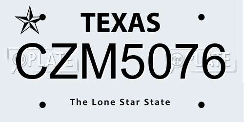 CZM5076 Texas License Plate