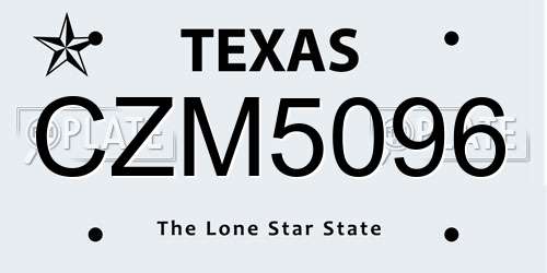 CZM5096 Texas License Plate