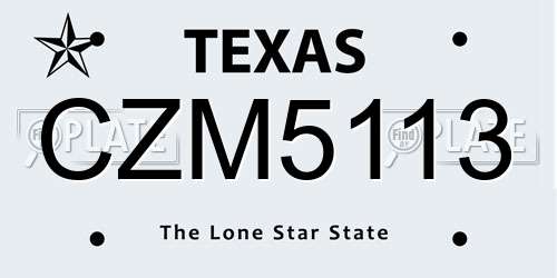 CZM5113 Texas License Plate