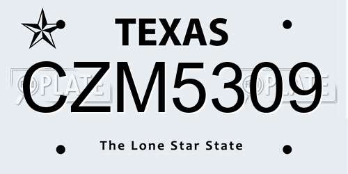 CZM5309 Texas License Plate